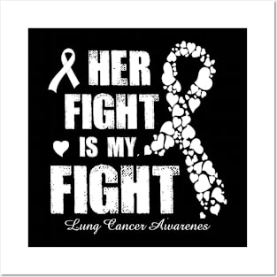 Her Fight Is My Fight Lung Cancer Awareness Retro Ribbon Gift Posters and Art